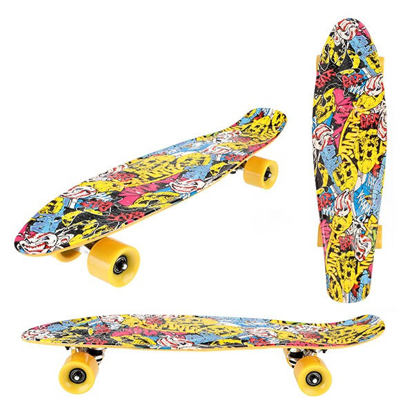 SKATEBOARD ZA DJECU 60 CM VELIKI KOTAČI I PRINTANI SKUL DEKOR