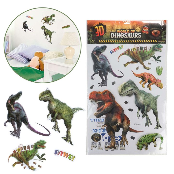 NALJEPNICE ZA ZID DINOSAURI 3D - BLISTER 63x38 CM