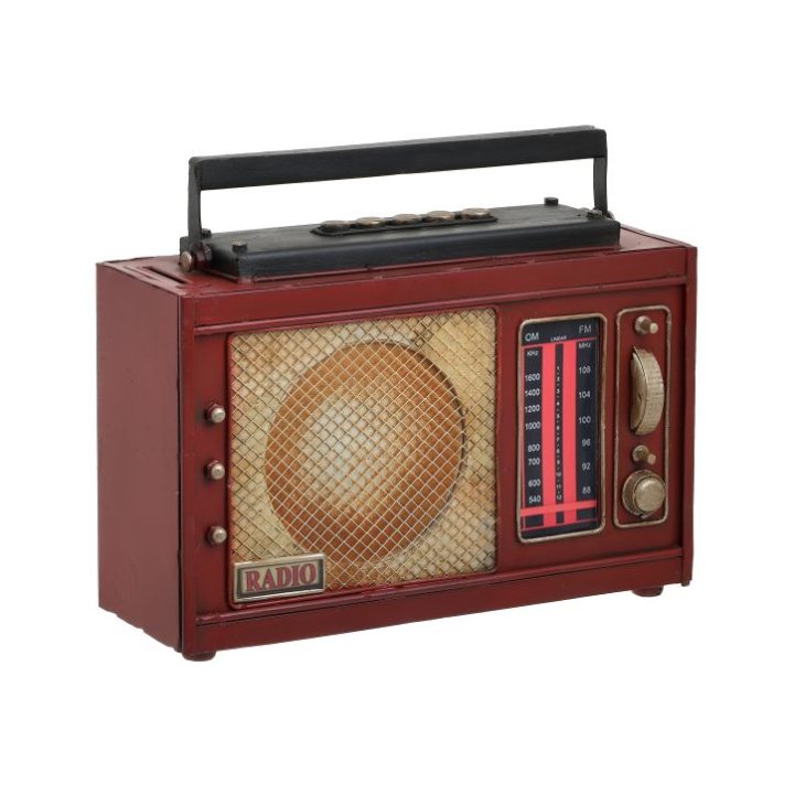 KASICA DEKORATIVNA - RADIO METALNI SMEĐI 23x9x19 CM