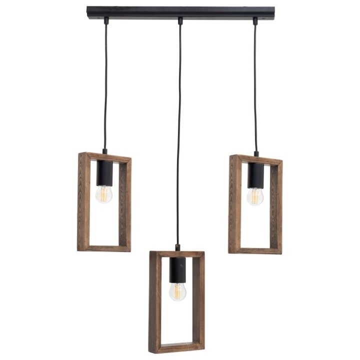 LUSTER DRVO-METAL S TRI ŽARULJE CRNO-NATUR 70x55 CM