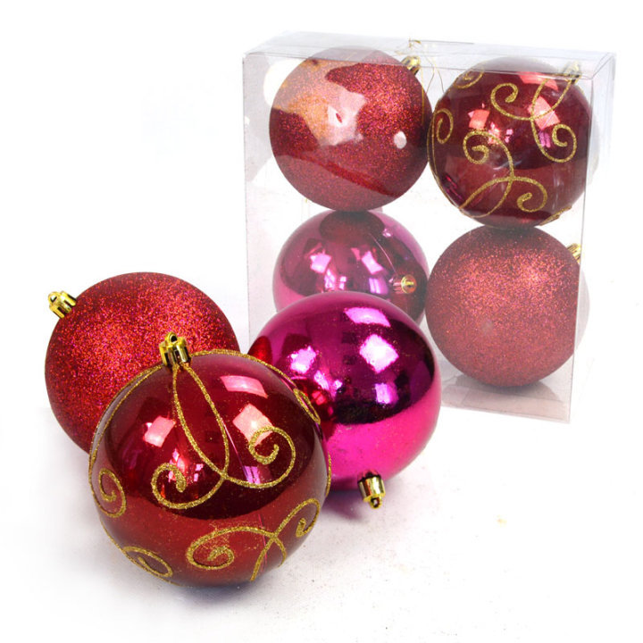 KUGLICE ZA BOR 10 CM 4/1 MAGENTA - SJAJ, GLITER, PERLA S DEKOROM
