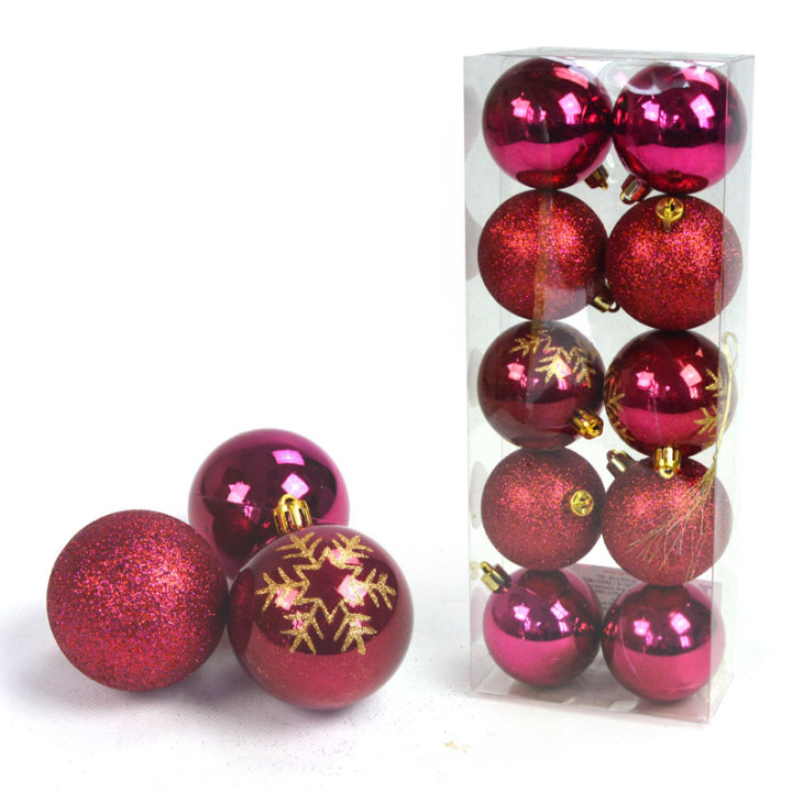 KUGLE ZA BOR 6 CM 10/1 MAGENTA - SJAJ, GLITER, PERLA S DEKOROM