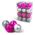 KUGLE ZA BOR 6 CM 24/1 SREBRNE - MAGENTA PERLA, MAT, GLITER, SJAJNE