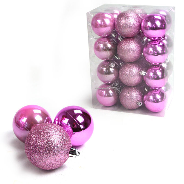 KUGLE ZA BOR 6 CM 24/1 ROZE - SJAJ, GLITER, PERLA