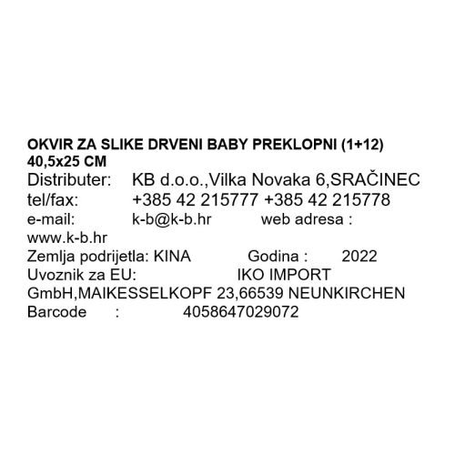 OKVIR ZA SLIKE DRVENI BABY PREKLOPNI