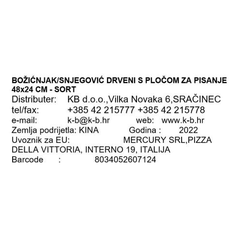 BOŽIĆNJAK/SNJEGOVIĆ DRVENI S PLOČOM ZA PISANJE