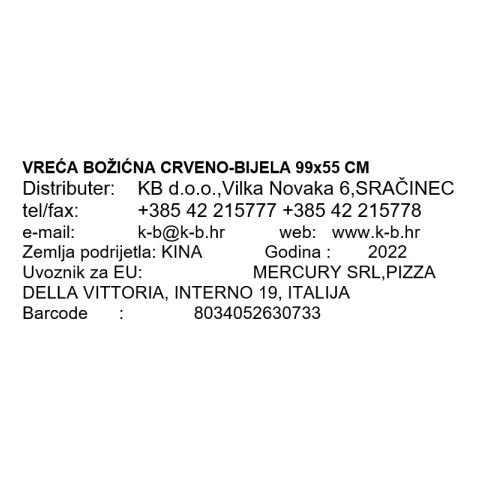 VREĆA BOŽIĆNA CRVENO-BIJELA