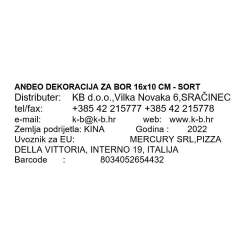 BOŽIĆNI ANĐEO DEKORACIJA ZA BOR