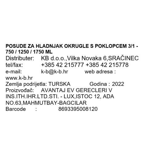 POSUDE ZA HLADNJAK OKRUGLE S POKLOPCEM 3/1