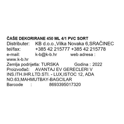 PLASTIČNE ČAŠE DEKORIRANE 450 ML 4/1