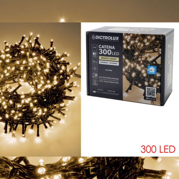 BOŽIĆNE ŽARULJICE ZA BOR LED 300/1 TOPLO BIJELE S FUNKCIJAMA 12 M