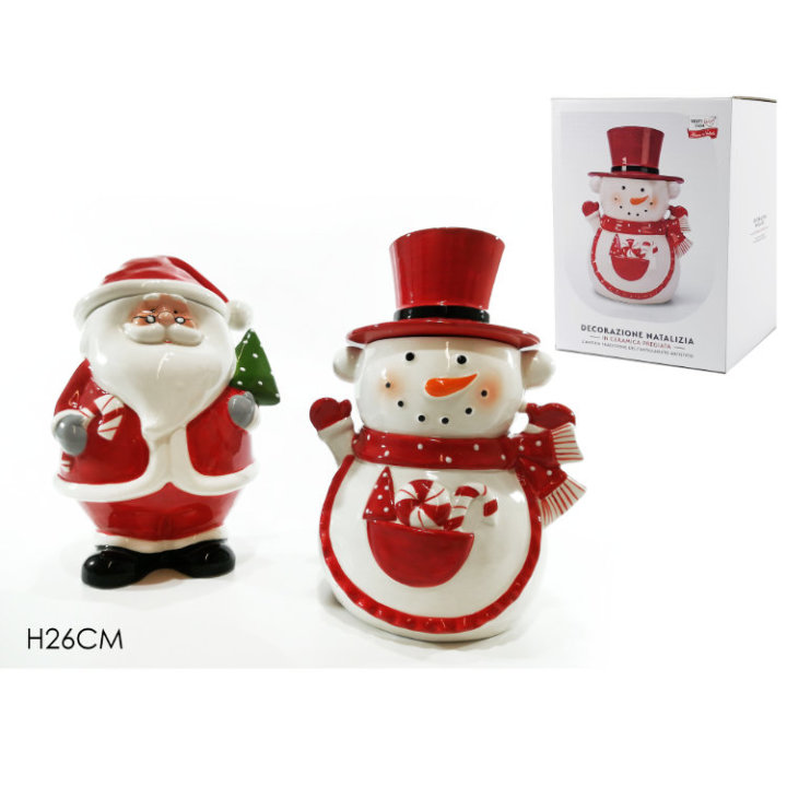 BOŽIĆNA POSUDICA S POKLOPCEM KERAMIČKA - BOŽIĆNJAK / SNJEGOVIĆ 26 CM