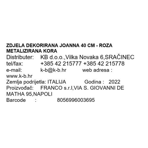 ZDJELA DEKORIRANA JOANNA 40 CM - ROZA METALIZIRANA KORA
