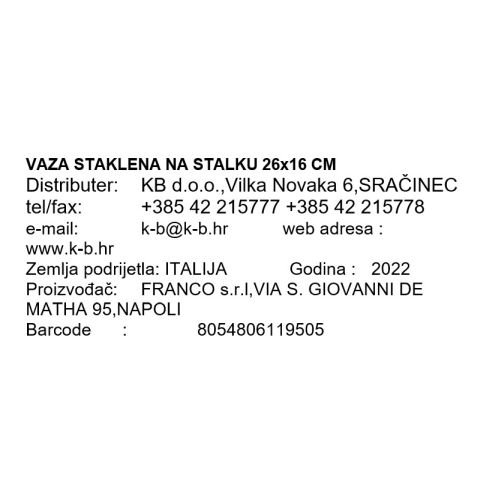 VAZA STAKLENA NA STALKU