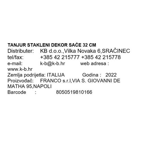 TANJUR STAKLENI DEKOR SAĆE 32 CM