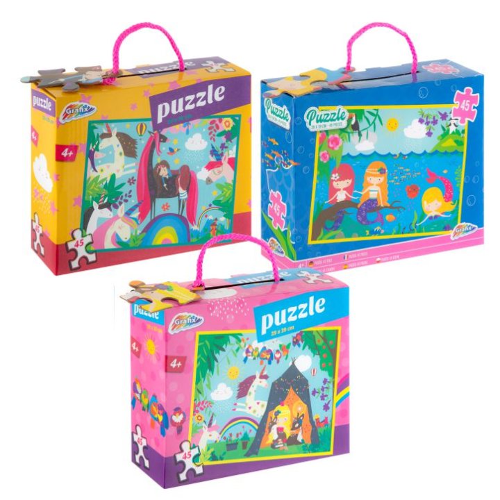 PUZZLE 45 DIJELNE - JEDNOROG, PRINCEZE, MORSKE SIRENE