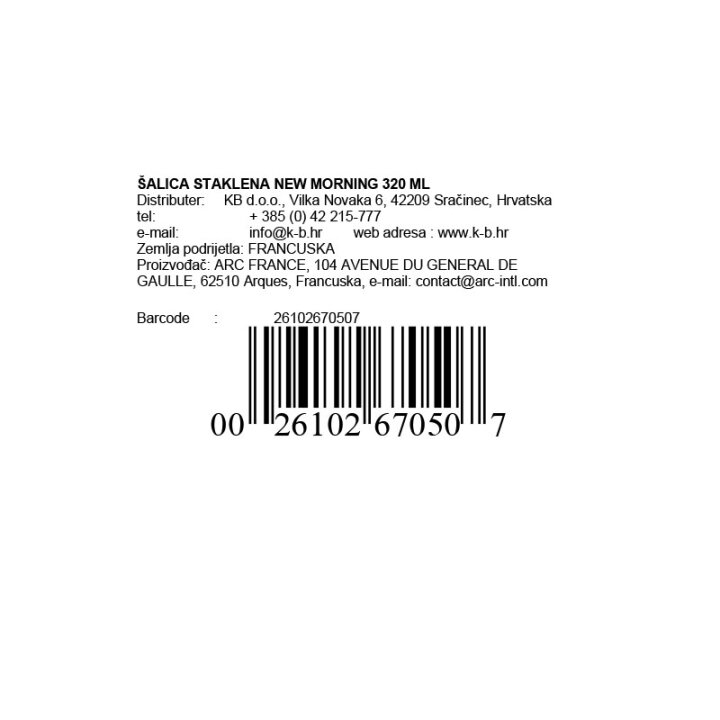 ŠALICA STAKLENA NEW MORNING 320 ML