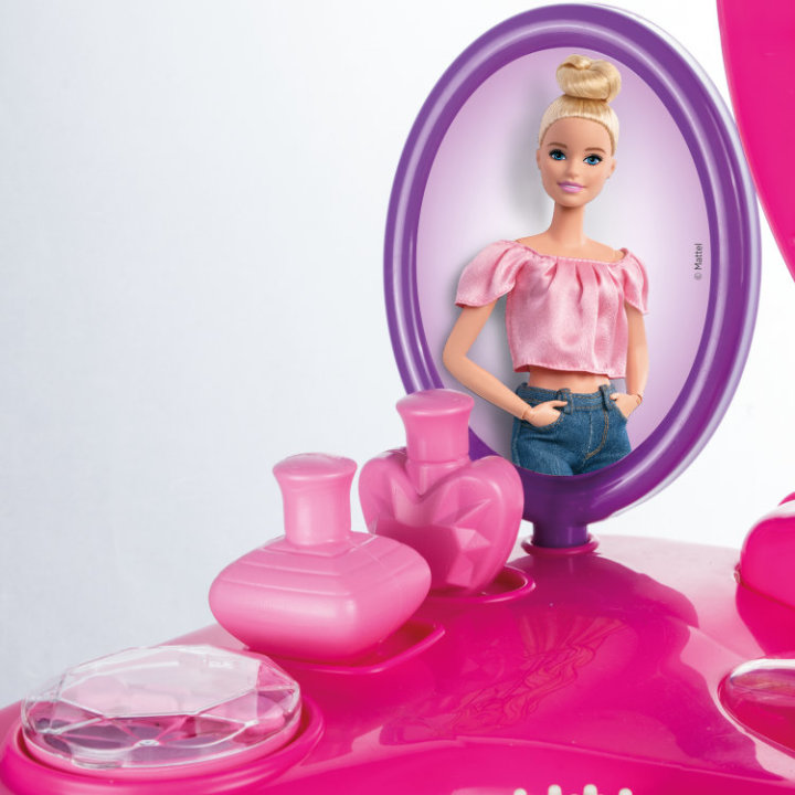 BARBIE KOZMETIČKI STOLIĆ ZA IGRU SA STOLICOM I PRIBOROM