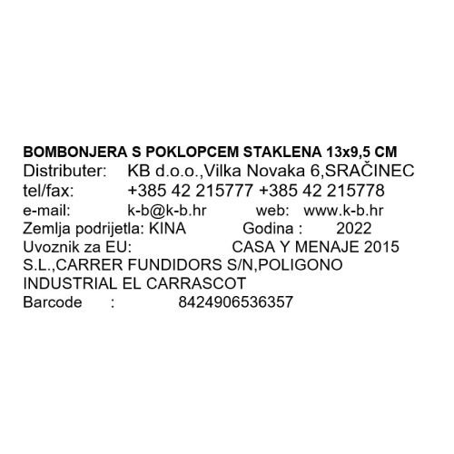 BOMBONJERA S POKLOPCEM STAKLENA