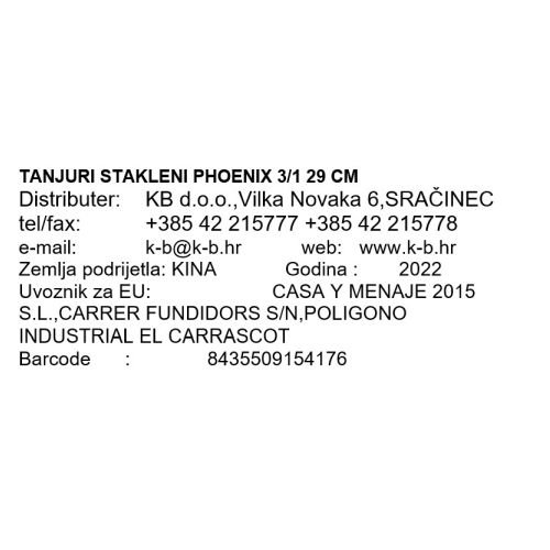 TANJURI STAKLENI PHOENIX 3/1 29 CM