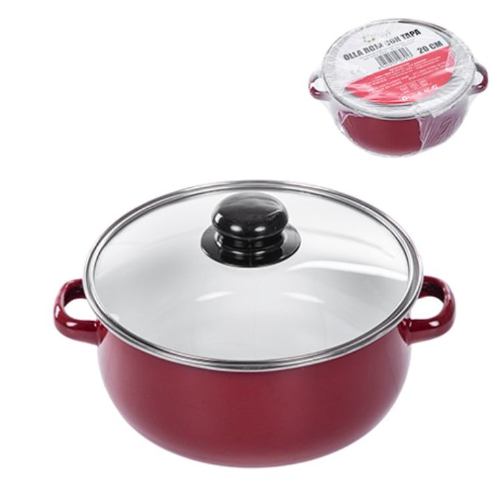 INDUKCIJSKA POSUDA ZA KUHANJE S POKLOPCEM 20 CM CRVENA