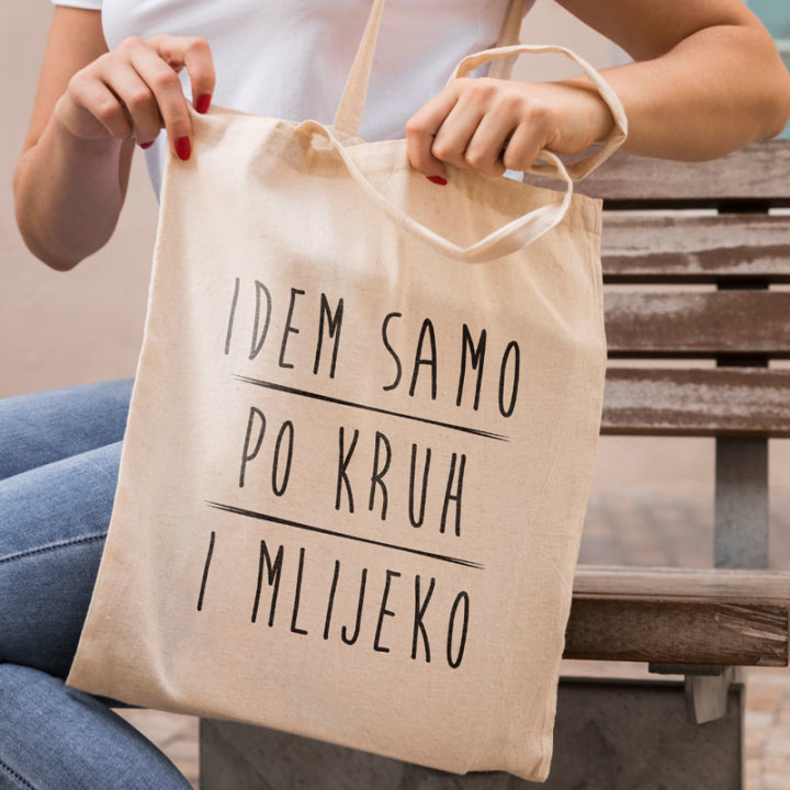 VREĆICA PLATNENA S TISKOM Idem samo po kruh...DUGA RUČKA 140g
