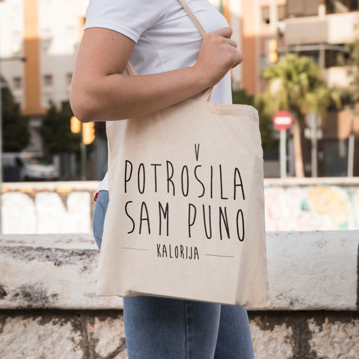 VREĆICA PLATNENA S TISKOM Potrošila sam puno...DUGA RUČKA 140g