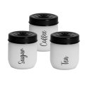 POSUDA ZA ZAČINE 425 ML SATINIRANA S CRNIM POKLOPCEM - TEA / COFFEE / SUGAR