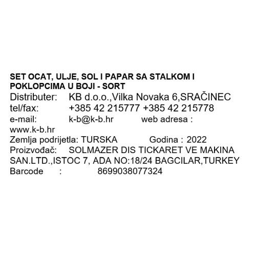 SET OCAT, ULJE, SOL I PAPAR SA STALKOM I POKLOPCIMA U BOJI