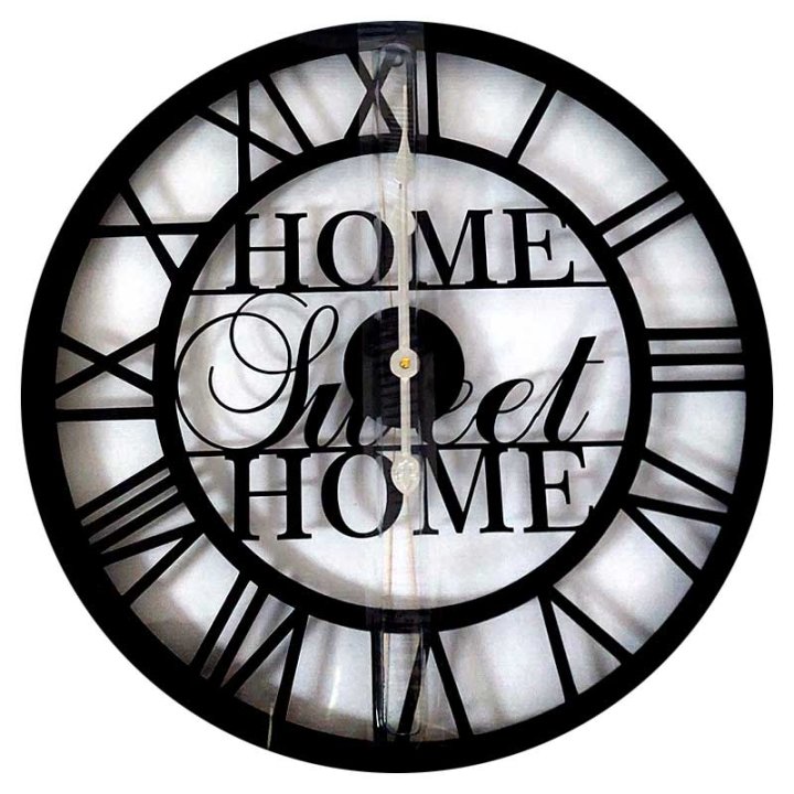 SAT ZIDNI OKRUGLI METALNI 60 CM S NATPISOM - HOME
