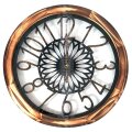 SAT ZIDNI OKRUGLI METALNI S DRVENIM OKVIROM 50 CM