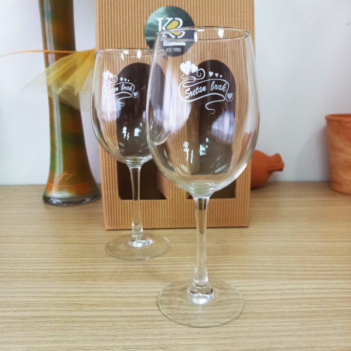 SET ČAŠA ZA VINO 2/1 S TISKOM SRETAN BRAK
