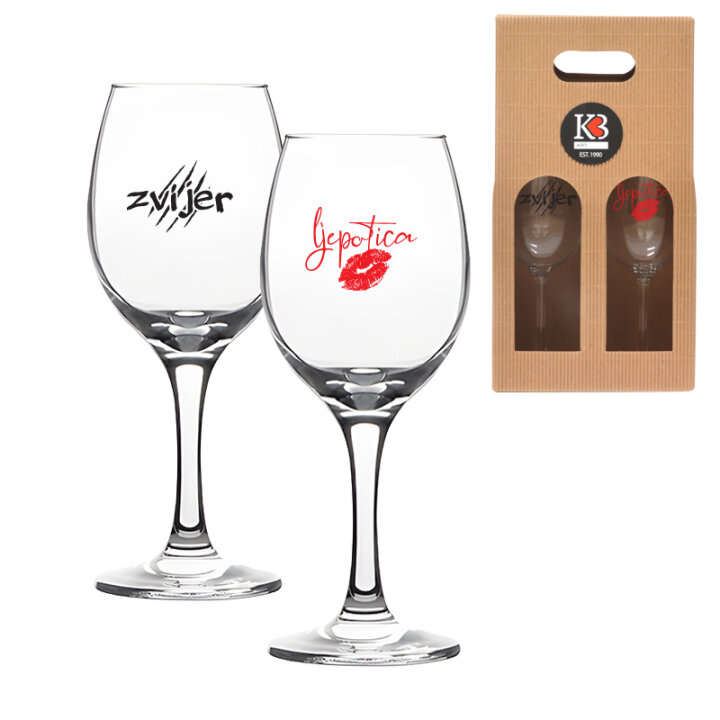 SET ČAŠA ZA VINO S TISKOM LJEPOTICA I ZVIJER 480 Ml