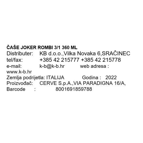 ČAŠE JOKER ROMBI 3/1 360 ML