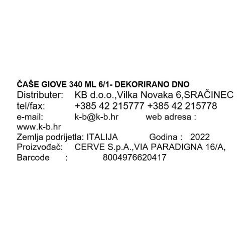 ČAŠE GIOVE 340 ML 6/1 - DEKORIRANO DNO
