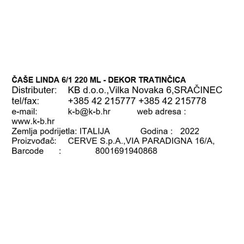 ČAŠE LINDA 6/1 220 ML - DEKOR TRATINČICA