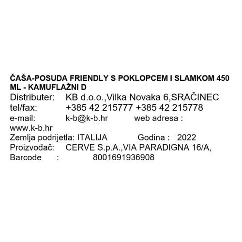 ČAŠA SA SLAMKOM FRIENDLY S POKLOPCEM 450 ML