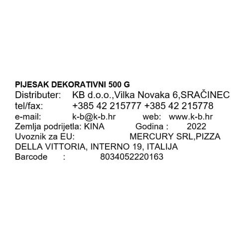 PIJESAK DEKORATIVNI 500 G