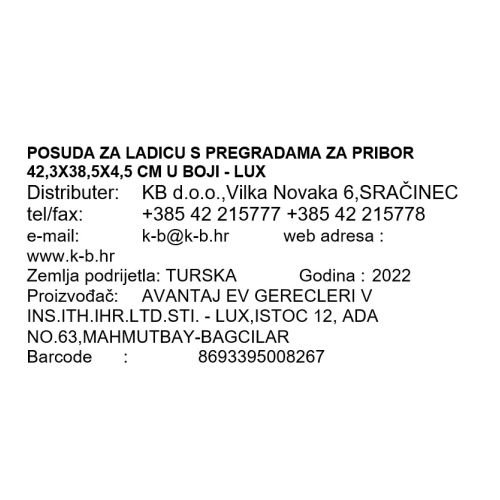 POSUDA ZA LADICU S PREGRADAMA ZA PRIBOR CM LUX