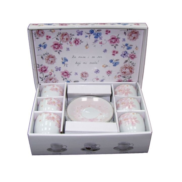 SET ŠALICA ZA KAVU 6/1 PORCULAN 180 ML - ZLATNA LINIJA