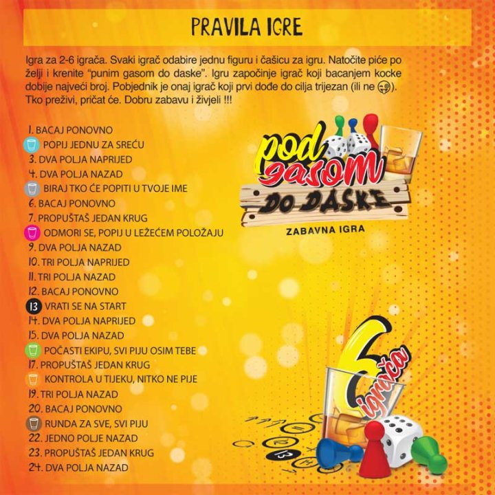 ZABAVNA DRUŠTVENA IGRA POD GASOM DO DASKE