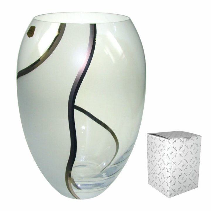 VAZA KRISTALIN DEKORIRANA 22,5 CM - SATIN I PLATINA