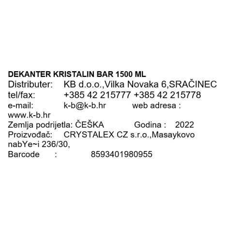 DEKANTER ZA VINO KRISTALIN BAR 1500 ML