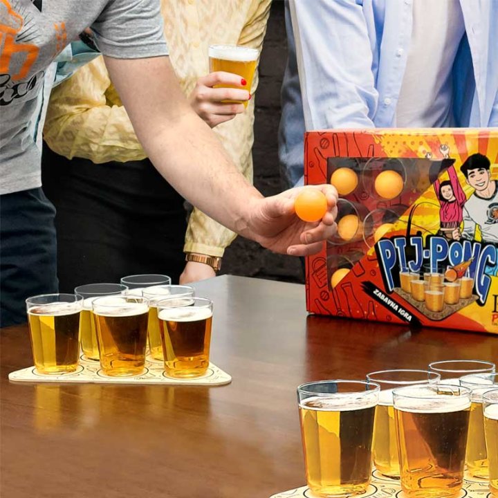 ZABAVNA DRUŠTVENA IGRA PIJ-PONG + 12/1 STAKLENIH ČAŠA 200 ml