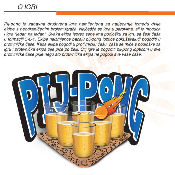 ZABAVNA DRUŠTVENA IGRA PIJ-PONG + 12/1 STAKLENIH ČAŠA 200 ml
