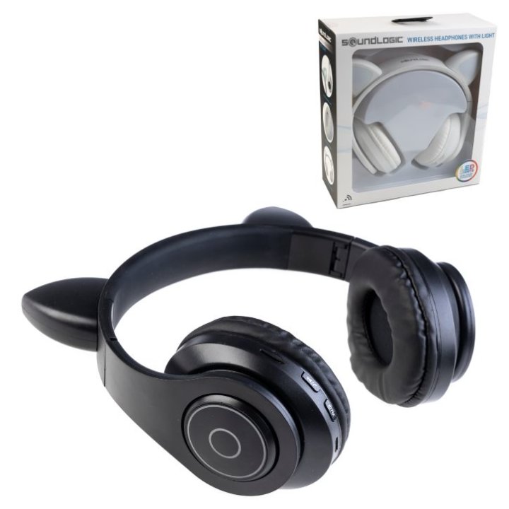 SLUŠALICE BEŽIČNE S LED SVJETLEĆIM UŠIMA CRNE / BIJELE - SOUNDLOGIC