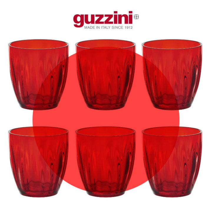 ČAŠE GUZZINI 6/1 350 ML CRVENE PVC