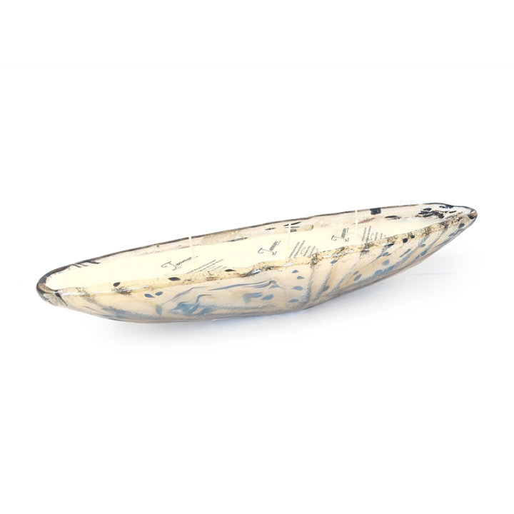 SVIJEĆA U OVALNOJ POSUDI MURANO TEHNIKA 48x12 CM BOJA MEDA-LJUBIČASTA