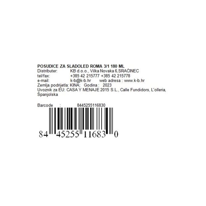 POSUDICE ZA SLADOLED ROMA 3/1 180 ML