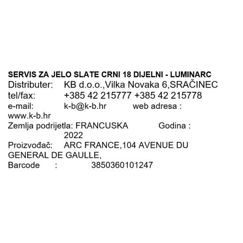 SERVIS ZA JELO SLATE CRNO - SIVI 18 DIJELNI - LUMINARC